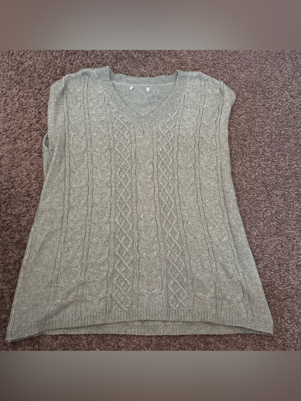 Sincerely Jules Sage Green Cable Knit V-Neck Sweater Vest
